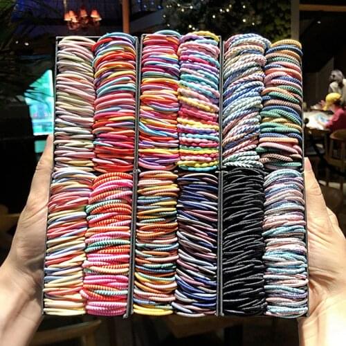 50PCS/Set 3.0cm Colorful Nylon Basic Scrunchie For Girls Headband Ponytail Holder Rubber Band Hair Band Fashion Hair Accessories