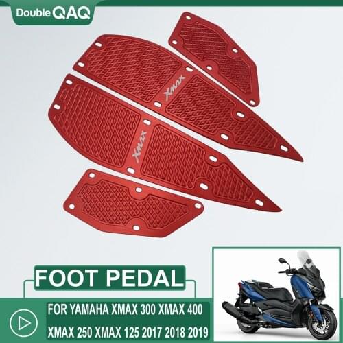 With logo XMAX Modified CNC Motorcycle Aluminum Foot Mats Footrest Footpads Pedal Plate For Yamaha XMAX125 250 300 400 2017-2019