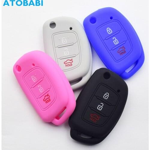 ATOBABI Silicone Car Key Cases For Hyundai Ioniq Elantra Sonata Tucson Santa Fe I10 I20 IX35 Flip Remote Control Protector Cover