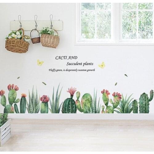 Modern Plant Wall Stickers Living Room Decoration Skirting Line Bedroom Study Self Adhesive Decal Mural Room Decoration Art