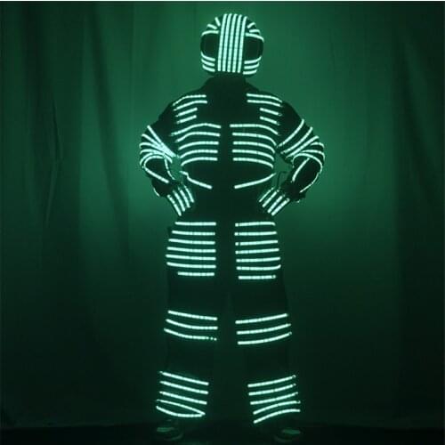 KS81 Party led robot men suit dj RGB light stage wears luminous led costumes colorful dance outfits glowing helmet led gloves dj