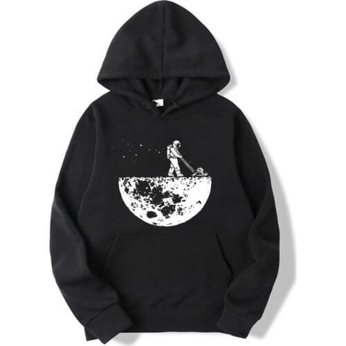 Fashion Mens Hoodie Astronauts Clean Up The Moon Print Casual Harajuku Fleece Hoodie Hip Hop Hooded Hoodies Sweatshirt