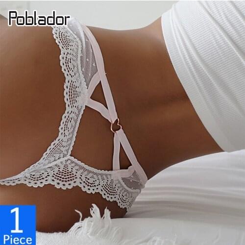 Poblador Romantic Sexy Lace Underwear Women Hollow Out Panties Sex String Transparent Thong Seamless Soft Briefs Female Lingerie