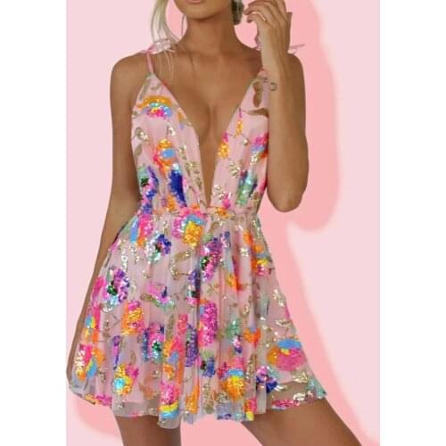 2021 Summer Women Elegant Floral Mini Dress Ladies Ruffle Sleeveless Layered Dresses Party Beach Casual Vintage Dress Female