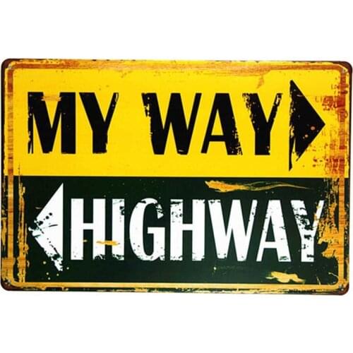 My way highway TIN SIGN ONE PLANE Metal Decor Wall Art Garage Shop Bar living room wall sticker
