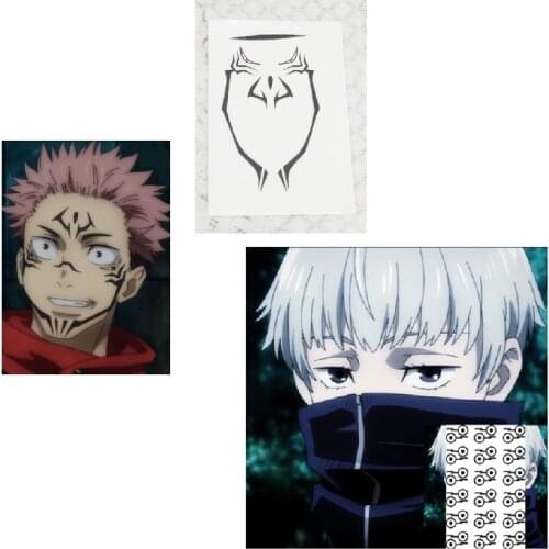 1pcs Anime Jujutsu Kaisen Tattoo Sticker Toge Inumaki Yuji Itadori Sukuna Ryoumen King of Curses Cosplay Facial Stickers