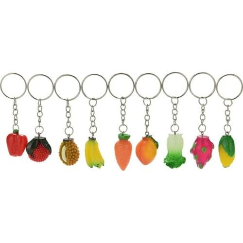 1Pc Fruit Keychain Vegetables car Key Chain Apple Banana Keyring Corn Mushrooms Key Ring For Gifts Food Keychains Randomly send