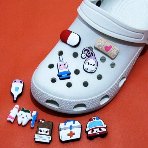 1PCS Medical Supply Croc Jibz PVC Shoe Charms Accessories Syringe Pills Decorations Ornaments for Doctors Kids Adult Gift