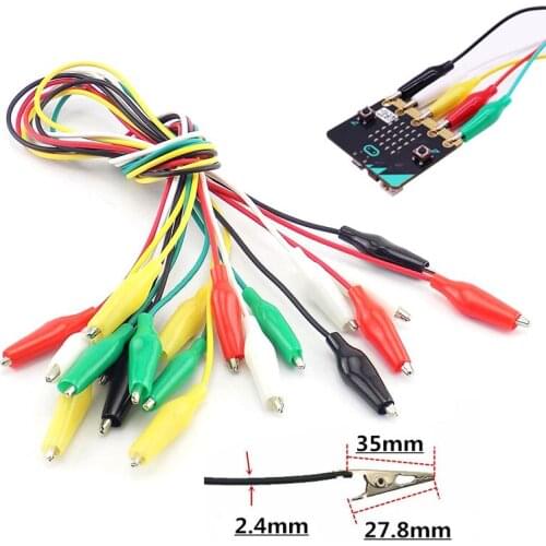 10pcs 35mm Double-ended Alligator Clips Test Jumper Wire Roach Crocodile Clips Electrical DIY Test Leads 5 Colors