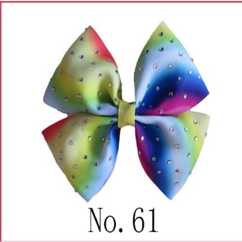 100 BLESSING Good Girl 4.5" Pair Bowknot Hair Bow Clip Accessories Rhinestone