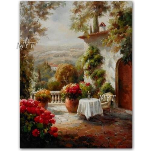 100% Hand Painted House Garden Art Modern Wall Decoration Seaside Landscape Wall Canvas Art Paintings Picture Artwork Pieces