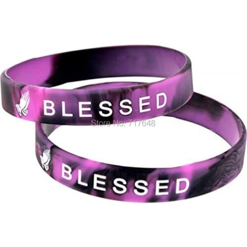 100pcs Praying Purple God Bless Prayer wristband silicone bracelets free shipping by epacket A