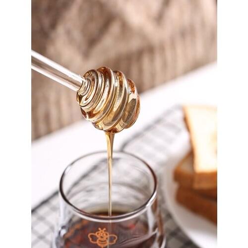 100pcs a lot 15cm Clear Glass Stirrer Stirrers Honey Dipper Spoon Stick for Honey Jar Collect And Dispense Tool Tools
