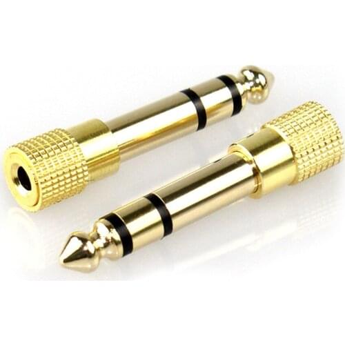 2PCS 6.5-3.5mm pure copper earphone connector audio adapter plug gold plated audio equipment plug