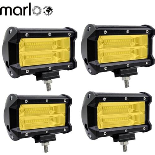 Marloo 4PCS 5" 72W LED Amber Fog Lights Off Road Auto Work Light Bar For Truck Jeep ATV UTV Wrangler SUV Dodge Ram 4x4 Ford Golf