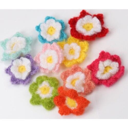 5pcs Fashion Mix Flower Patches Woven Wool On Patch Embroidered Applique Patch Clothes Stickers DIY Apparel Accessories 52mm