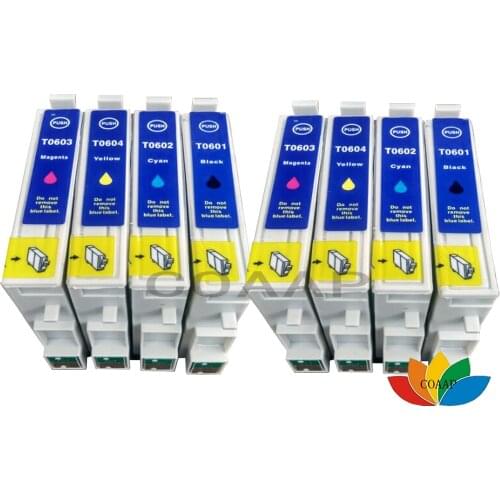 8PCS compatible ink cartridges for T0601 T0602 T0603 T0604 For Epson Stylus CX4800 CX5800F CX7800 C88 CX3800 CX3810 CX4200