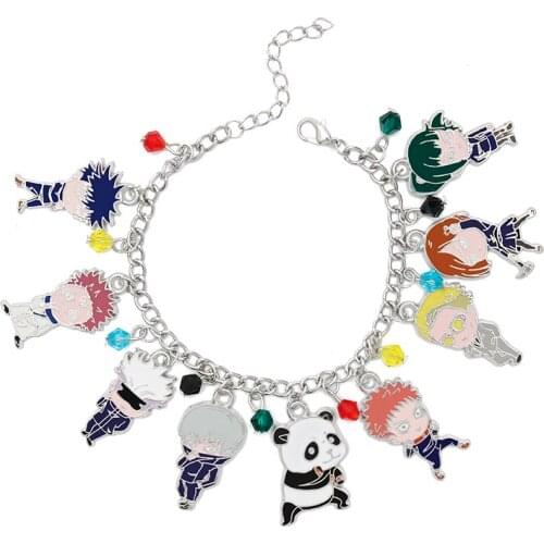 Anime Cartoon Figure Pendant Bracelet Comic Jujutsu Kaisen Key Character Gojo Satoru Enamel Bangle Bracelets New Arrival