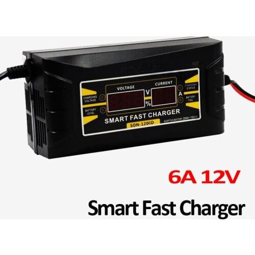 Automatic Car Battery Charger for vehicle motorcycle 110v-220v to 12V 6A Smart Fast Power Charging