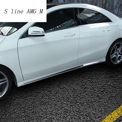 Car styling Auto Side Skirt Car stainless steel Sticker Side Body Door Decoration Sticker Trim for Mercedes Benz CLA C117 Class