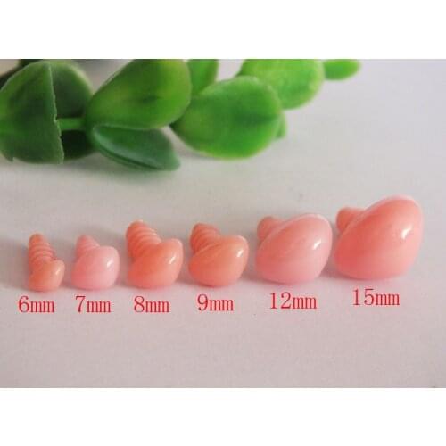 Free Shipping!! 60pcs Mixed size safety animal nose in pink plastic for doll/Come With Washers Each size--10pcs