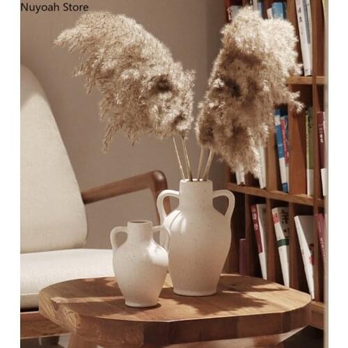 Binaural Ceramic Round Belly Vase Desktop Decoration Living Room Art Dried Flower Flower Arrangement Accessories Home Decoration