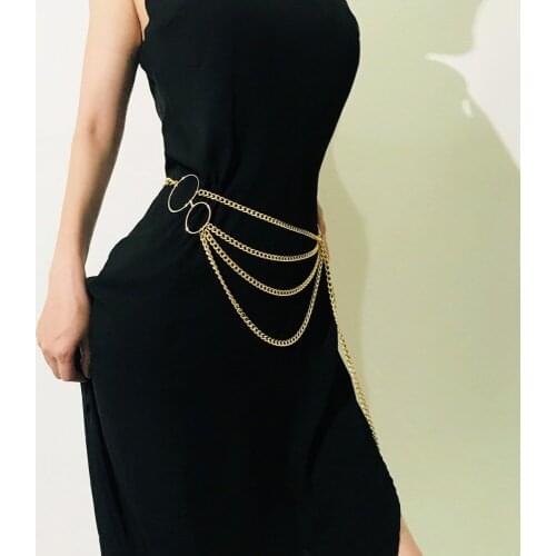 CETIRI Fashion Long Tassel Belt Multilayer Chain Dress Belt Silver Golden Womens Ladies Waist Chain Charm Wedding Belt