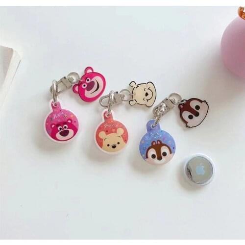 Disney Winnie the Pooh Strawberry Bear Protective Case for Apple AirTag Tracker Accessory Bag for Tracker Keychain Gift