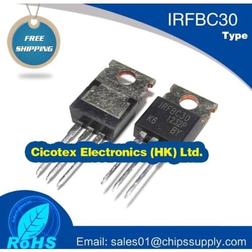 Electronic components IRFBC30PBF IRFBC30 Field effect transistor : 600v , 2200mo , 3.6a , 74w
