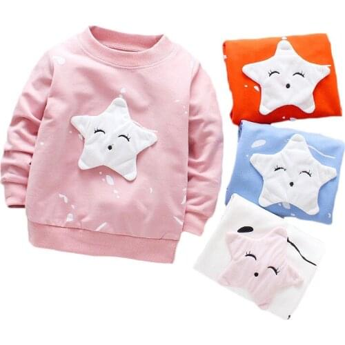 Cotton T-shirt With Long Sleeves Cartoon T-shirts For Boys O-neck Top Baby Girls First Birthday Outfit Childrens Clothes Tees