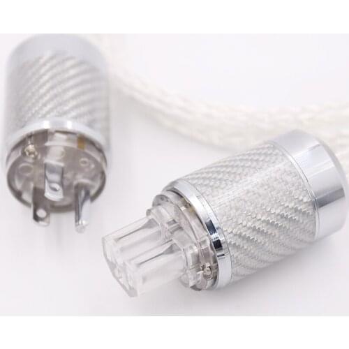 HI-End 8AG Silver Plated OCC Power Cord 16 Strands US AC Power Cable HiFi Acoustic Schuko Power Wire