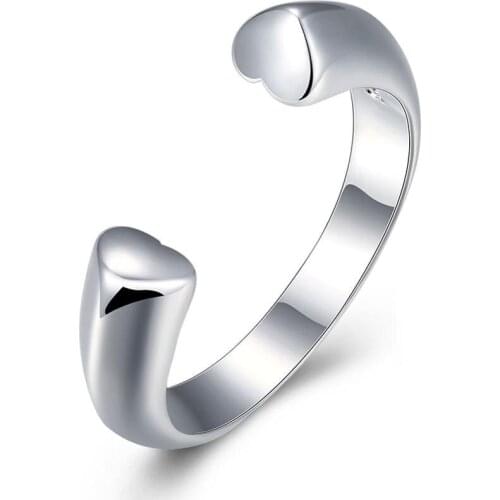 New Style 925 Sterling Silver Heart-Shaped Heart-Shaped Ring Female Engagement Party Wedding Fashion Charm Jewelry