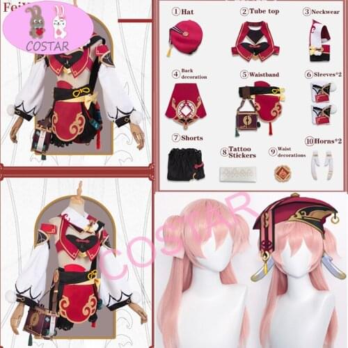 Genshin Impact Yanfei Game Suit Aestheticism Uniform Yan Fei Cosplay Costume Halloween Party Outfit For Women Dress suits game