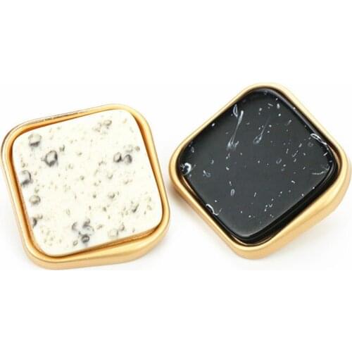 20pcs Square Metal Buttons Garment Coat Sewing Accessories Marbling Buttons For Clothing Crafts Round Suit Jacket Button