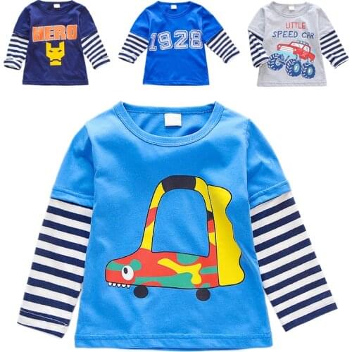 Cool Children Clothes Baby Kids Girl Boys Car Print Pullover Tops For Long Sleeve Cotton T-Shirt Teenager Tops 4-11Y