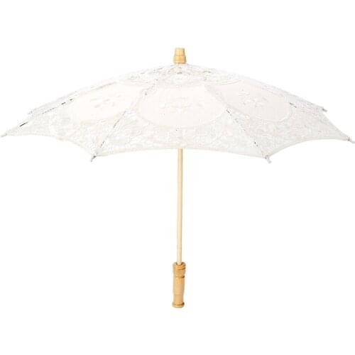 Handmade Lace Flower Embroidery Parasol Wedding Bride Photography Wedding Umbrella Party Decoration