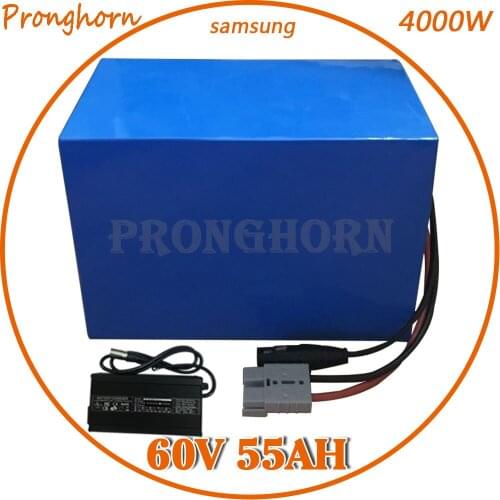60V 55AH Electric Bike Battery 60V 55AH Lithium ion Battery Use Samsung Cell 60V 2000W 3000W 4000W Ebike Battery With Charger