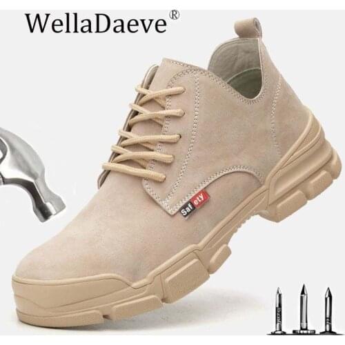 Mens Steel Toe Cap Safety Boots Genuine Leather Breathable Lightweight Footwear Beef Tendon Puncture Proof Work Shoes For Men
