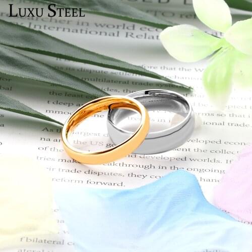 LUXUSTEEL set anillos High Polish Gold Silver Color Couple Rings inoxidable Trendy Style Wedding Fingers Rings Engagement Lover