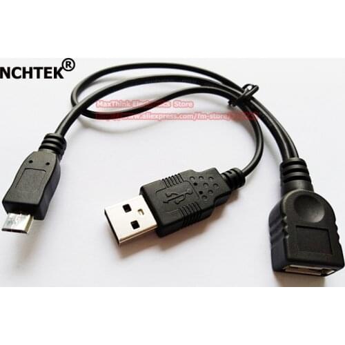 NCHTEK Micro USB 5 Pin Host OTG Cable With USB Power Male Female For Cell Phone Tablet/Free shipping/2PCS