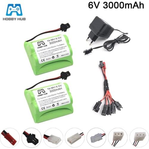Ni-MH 6V 3000mAh Battery + USB Charger For Rc toys Cars Tanks Robots Boats Guns AA 6v Rechargeable Battery Pack SM/JST plug
