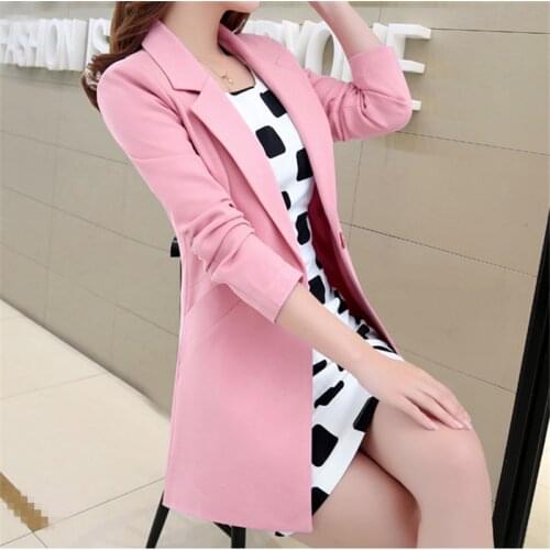 2018 New Fashion OL Autumn Women Long Blazers Jackets Korean Long Sleeve Business Suit Womens Spring Fall Coat Z203