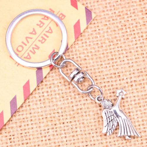 New Fashion Keychain 26x23mm guardian angel star Pendants DIY Men Jewelry Car Key Chain Ring Holder Souvenir For Gift