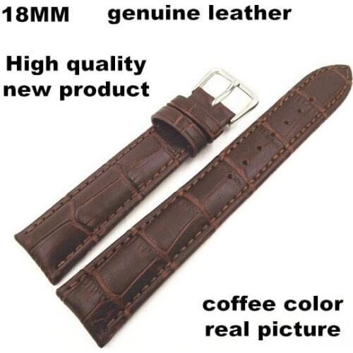 New arrived - wholesale 10PCS/lots High quality 18MM genuine cow leather Watch band watch strap coffee color-81014
