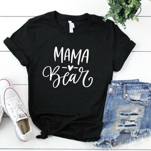 Casual Printed Printing Graphic Tees Shirt Female Funny Hot Tee Tshirt Summer Tops Cool Women T-shirt Mama Bear Letter