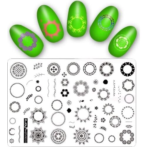 Nature Geometry Wreath design Nail Printer Nail Art Stamping Plates Manicure polish Stamping Template Image Plates