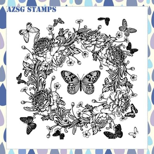 Garland and Butterfly Transparent Silicone Clear Stamps for DIY Scrapbooking/Card Making Crafts Decoration Supplies