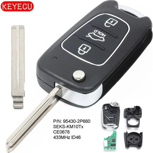 Keyecu Upgraded Flip Remote Key Fob 3 Button 433MHz ID46 Chip for Kia Sorento 2009-2012 P/N: 95430-2P660