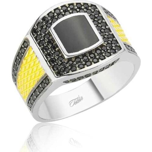 Silverlina Silver Black Stone Men 'S Ring