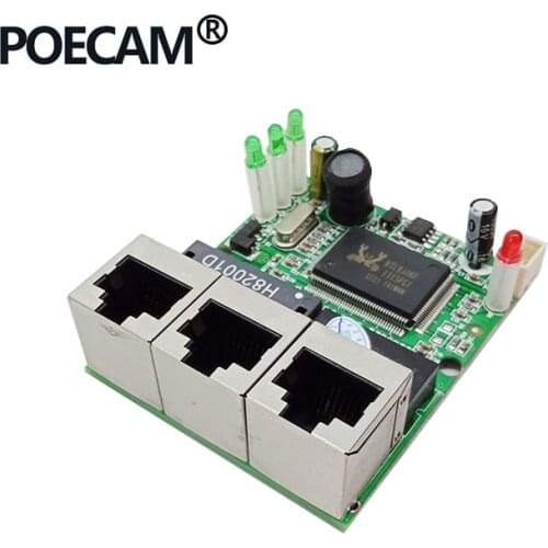 Shenzhen manufacturer direct sell Realtek chip RTL8306E mini 10/100mbps rj45 lan hub 3 port ethernet switch pcb board